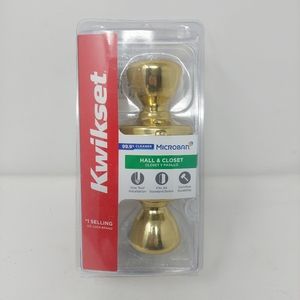 Kwikset Hall & Closet Brass Door Knob Gold Tone Standard Microban Technology